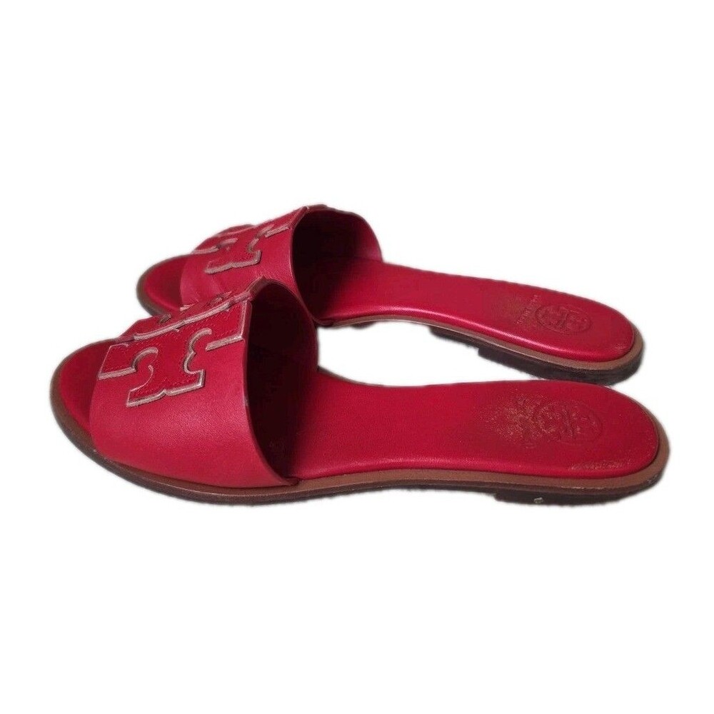Tory Burch Miller Red Leather Slide Sandals, Womens Size 7.5 - Picture 5 of 10